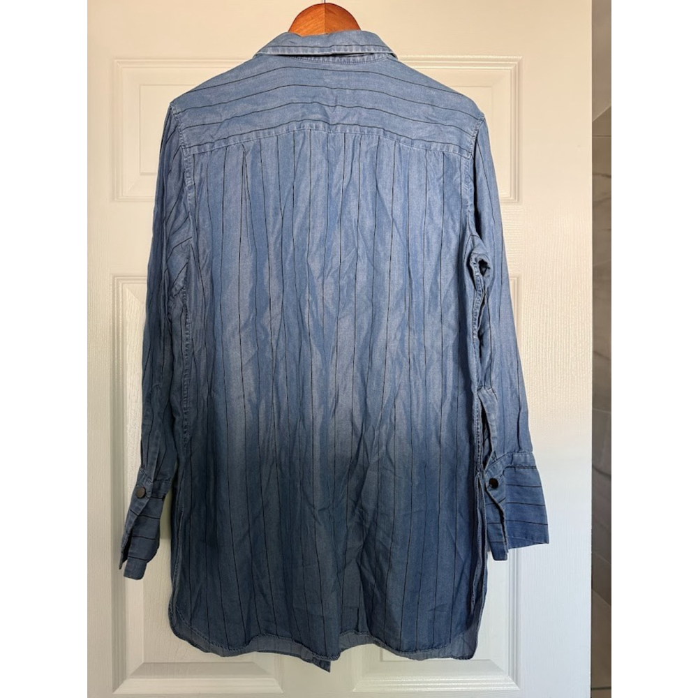 By Malene Birger Womens Denim Button Down black stripes Size 36 Small - Picture 7 of 9